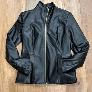 Cole Haan Sleek Black Leather Jacket XS